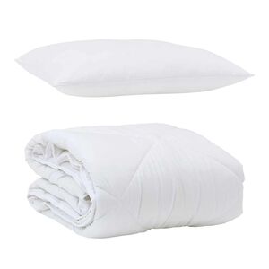 vidaXL Duvet Estivo con cuscino 2 pcs Bianco Microfibra