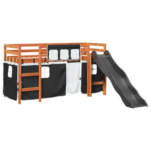 vidaXL Letto a Soppalco con Tende Bambini Bianco e Nero 80x200 cm Pino