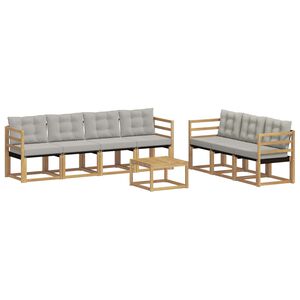 vidaXL Set di divani da esterno 8 pcs Bianco e Grigio Chiaro
