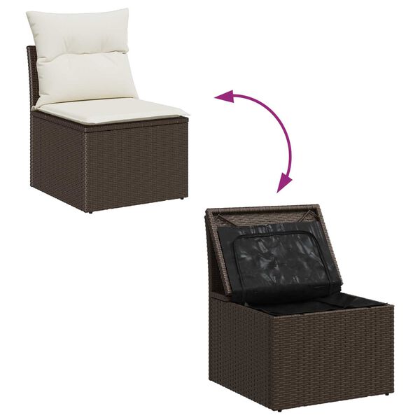 vidaXL Set Divano da Giardino 8 pcs Marrone e bianco polyrattan