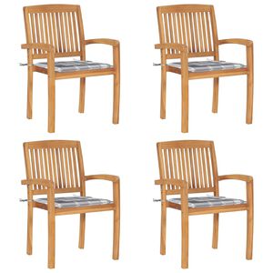 vidaXL Sedie da Giardino Impilabili 4 pz con Cuscini Massello di Teak