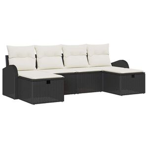 vidaXL Set Divano da Giardino con cuscino 6 pcs Nero Poly Rattan