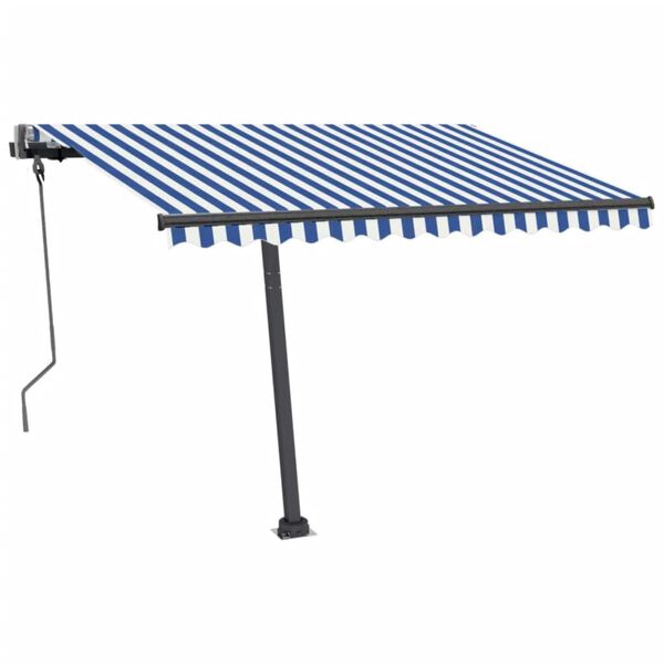 vidaXL Tenda da Sole Automatica Autoportante 300x250 cm Blu e Bianca