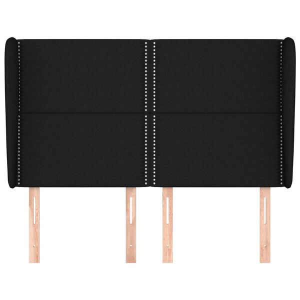 vidaXL Testiera ad Orecchio Nera 147 x 23 x 118/128 cm in Tessuto