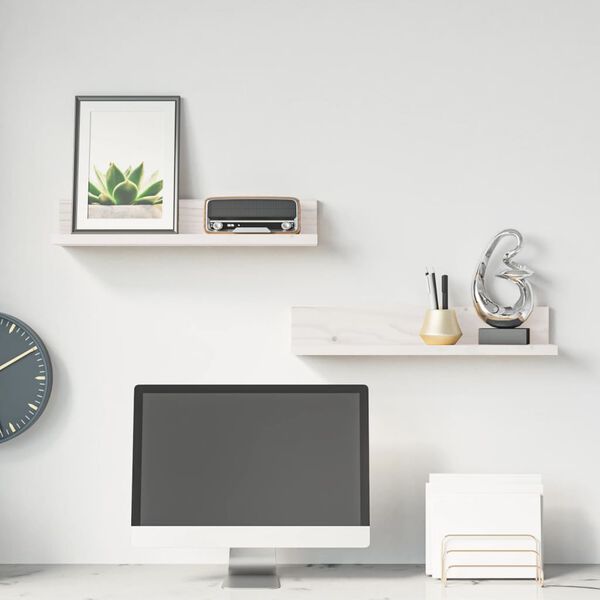 vidaXL Mensole da Parete 2 pz Bianco 50x11x9cm Legno Massello di Pino