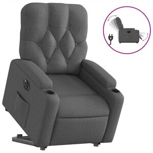 vidaXL Poltrona Alzapersona Reclinabile Elettrica Grigio Scuro Tessuto