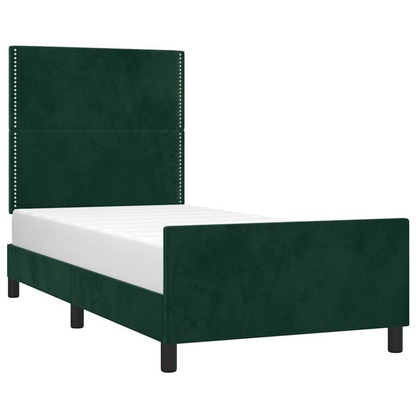 vidaXL Giroletto senza Materasso Verde Scuro 100x200 cm in Velluto