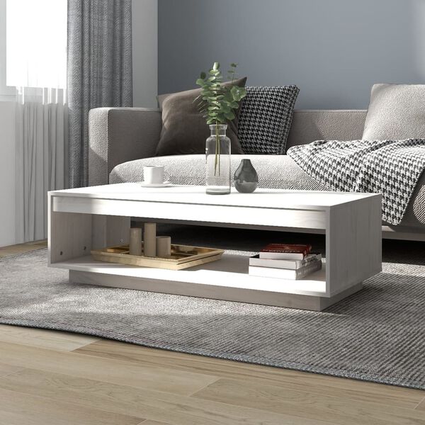 vidaXL Tavolino da Salotto Bianco 110x50x33,5 cm in Legno di Pino