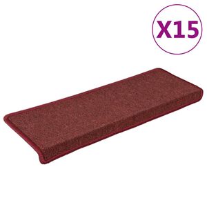 vidaXL Tappetini per scale 15 pz 65x21x4 cm Bordeaux bordo rettangolare