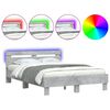vidaXL Giroletto con Testiera e LED Grigio Cemento 120x190 cm