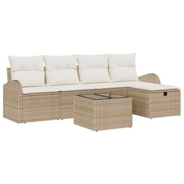 vidaXL Set di divani con cuscino Beige e Crema polyrattan