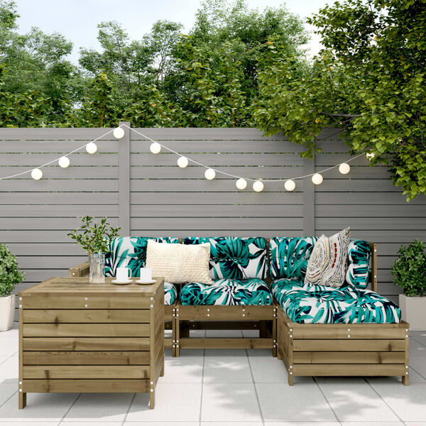 vidaXL Set Divani da Giardino 5 pz in Legno Impregnato di Pino