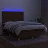 vidaXL Letto a Molle Materasso e LED MarroneScuro 140x190cm in Tessuto
