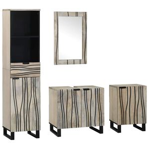 vidaXL Set di mobili per il bagno 4 pcs Marrone Noce Legno multistrato