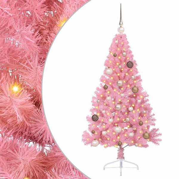 vidaXL Albero di Natale artificiale con luci integrate Rosa 150 cm PVC