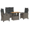 vidaXL Set da Pranzo da Giardino 4 pz con Cuscini in Polyrattan Grigio