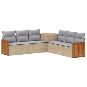 vidaXL Set di divani 7 pz Beige e Grigio Chiaro