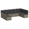 vidaXL Set Divano da Giardino 9 pz con Cuscini Grigio in Polyrattan