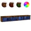 vidaXL Mobili Porta TV con Luci LED 2 pz Rovere Fumo 100x30x30 cm
