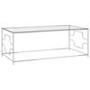 vidaXL Tavolino da Caff&egrave; Argento 120x60x45 cm in Acciaio Inox e Vetro
