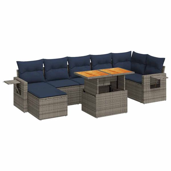 vidaXL Set Divano da Giardino 8 pz con Cuscini Grigio in Polyrattan