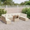 vidaXL Set Divano da Giardino con cuscino 11 pcs Beige e Crema