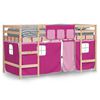 vidaXL Letto a Soppalco con Tende Bambini Rosa 80x200 cm Massello Pino