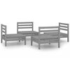 vidaXL Set Divani da Giardino 4 pz Grigio in Legno Massello di Pino