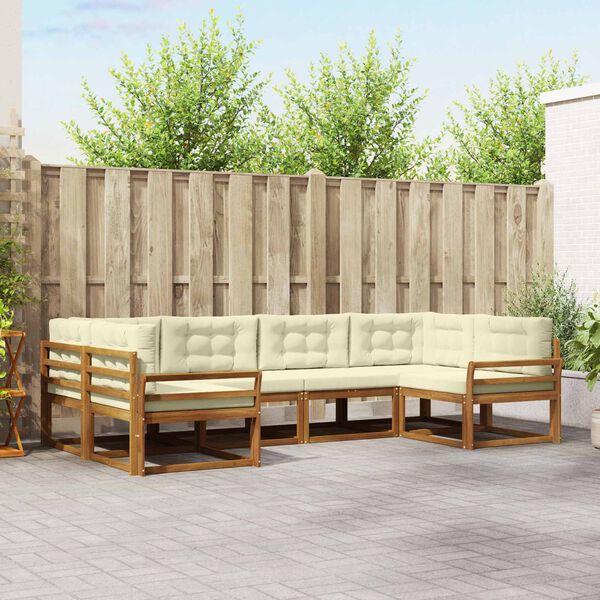 vidaXL Set di divani da esterno con cuscino 6 pcs Naturale e Crema