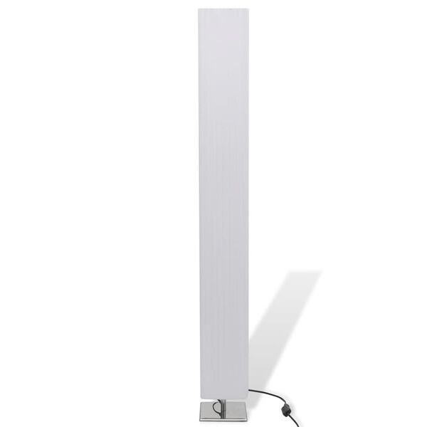 Lampada da terra base in acciaio inox quadrata e paralume in PE bianca