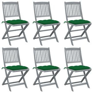 vidaXL Sedie Pieghevoli 6pz con Cuscini in Massello Acacia