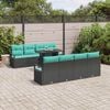 vidaXL Set Divano da Giardino con cuscino 7 pcs Nero e blu polyrattan