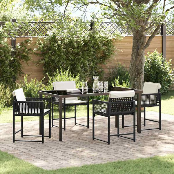 vidaXL Set da Pranzo per Giardino 5 pcs Nero polyrattan