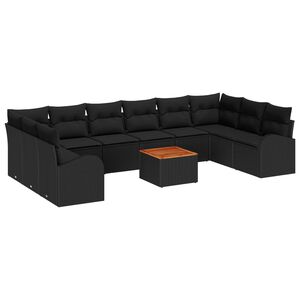 vidaXL Set Divano da Giardino con archiviazione 11 pcs Nero polyrattan