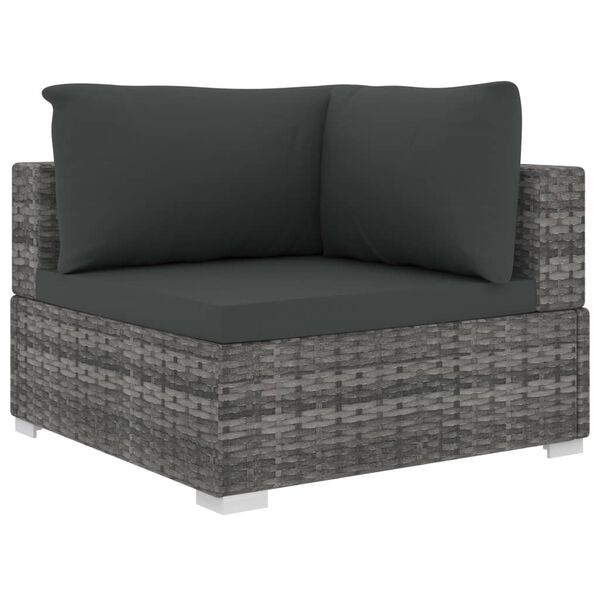 vidaXL Set Divani da Giardino 11 pz con Cuscini in Polyrattan Grigio