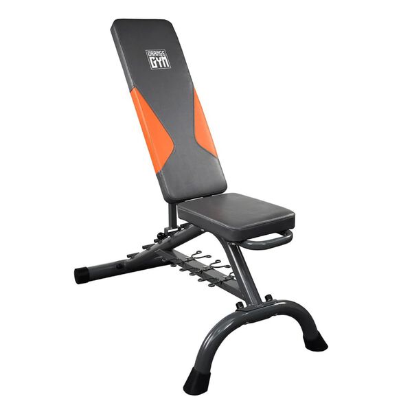 Orange Gym Panca Fitness con Manubri in Alluminio Grigio e Arancione