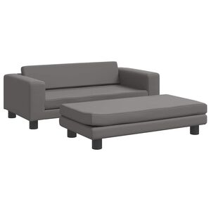 vidaXL Divano Bambini con Poggiapiedi Grigio 100x50x30 cm Similpelle