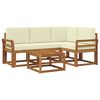 vidaXL Set di divani da esterno con cuscino 5 pcs Naturale e Crema