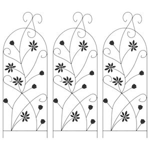 vidaXL Recinzione per Giardino 3 pz Nero 112 x 39,5 cm Acciaio