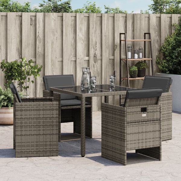 vidaXL Sedie da Giardino con Cuscini 4pz Grigio in Polyrattan