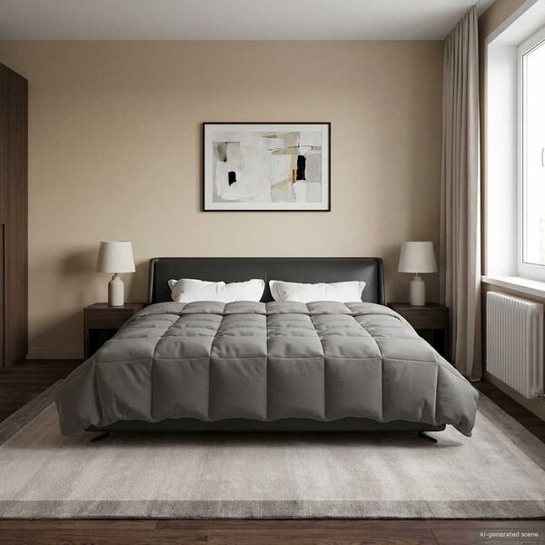 vidaXL Duvet Estivo Trapuntato Grigio chiaro 200 x 240 cm Microfibra