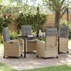 vidaXL Set da Pranzo per Giardino con cuscino 5 pcs Beige polyrattan