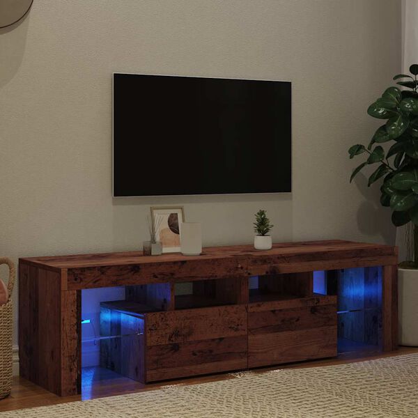vidaXL Mobile Porta TV con LED Legno Antico 140x36,5x40 cm Multistrato