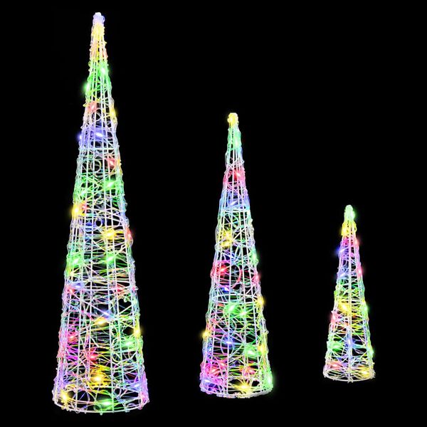vidaXL Albero di Natale 3 pcs Multicolore 20 x 20 x 80 cm Acrilico