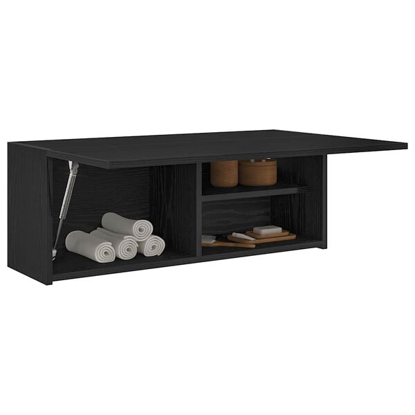 vidaXL Mobile da Bagno a Parete Nero 80x25x30 cm in Legno Multistrato