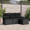 vidaXL Set di divani con cuscino 4 pcs Nero polyrattan