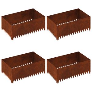 vidaXL Bordura per Prato 4 pcs 100 x 60 x 35 cm Acciaio Ruggine