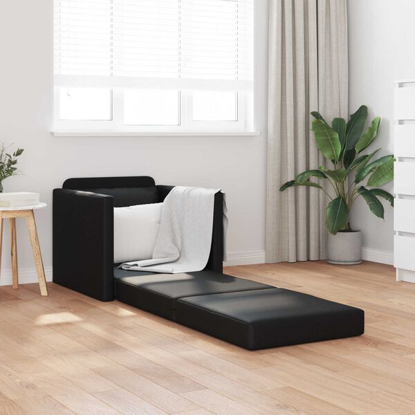 vidaXL Divano letto 60cm Nero Pelle Artificiale