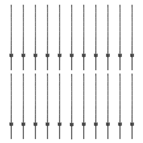 vidaXL Pali per Recinzione 44 pcs Grigio 140 cm Acciaio