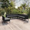 vidaXL Set Divani da Giardino 9 pz con Cuscini in Polyrattan Nero